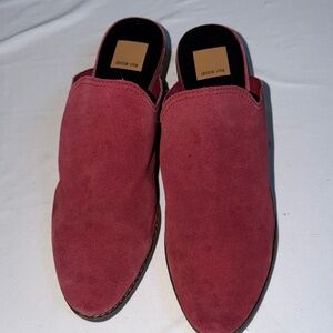 Dolce Vita size 10 red suede mules 2” heel